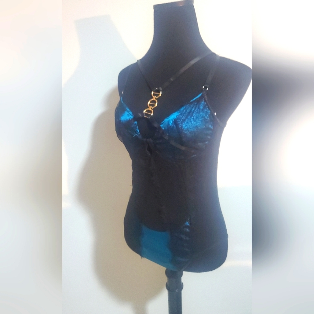 SATIN & MESH BUSTIER TURQUOISE 💥